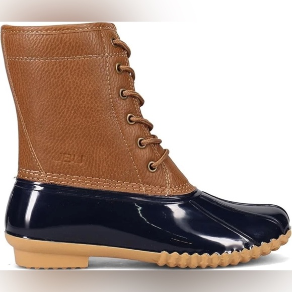 JBU by Jambu Women's Maplewood Waterproof Rain Mid Calf Boot TAN/NAVY New - Picture 2 of 7